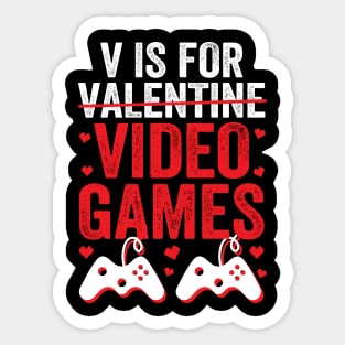 V Is For Video Games Funny Valentines Day Gamer Sticker